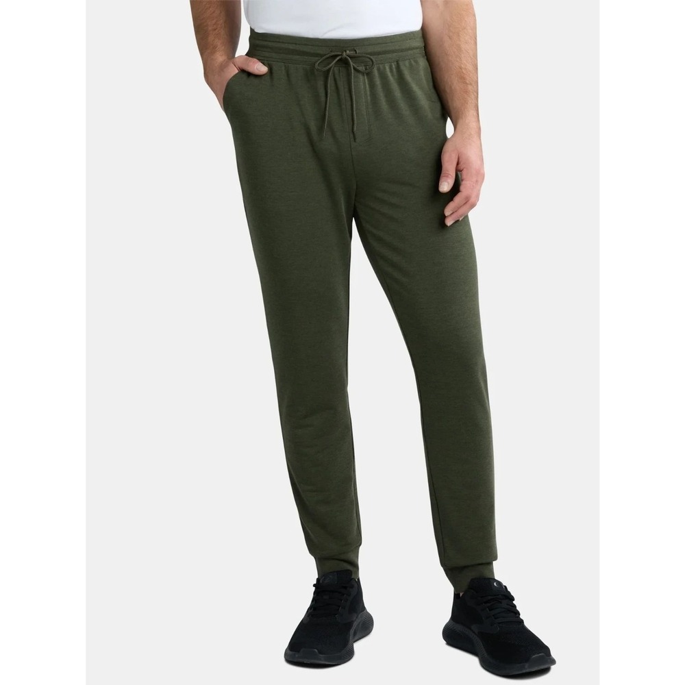 Athletic Works Mens Knit‎ Jogger 2XL Olive Green Heather Soft Gym Pull On Lounge
